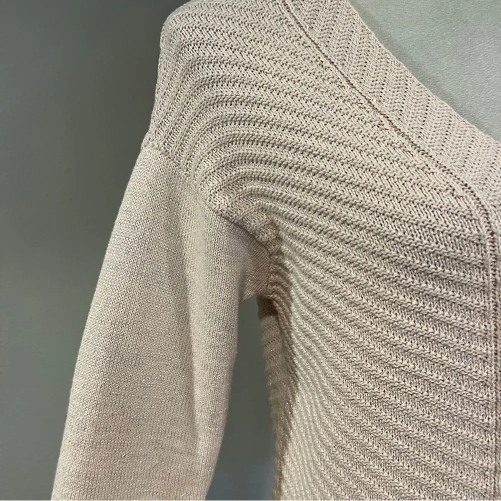 Chaps Women's V-Neck Sweater‎ in Light Pink with sparkles size small